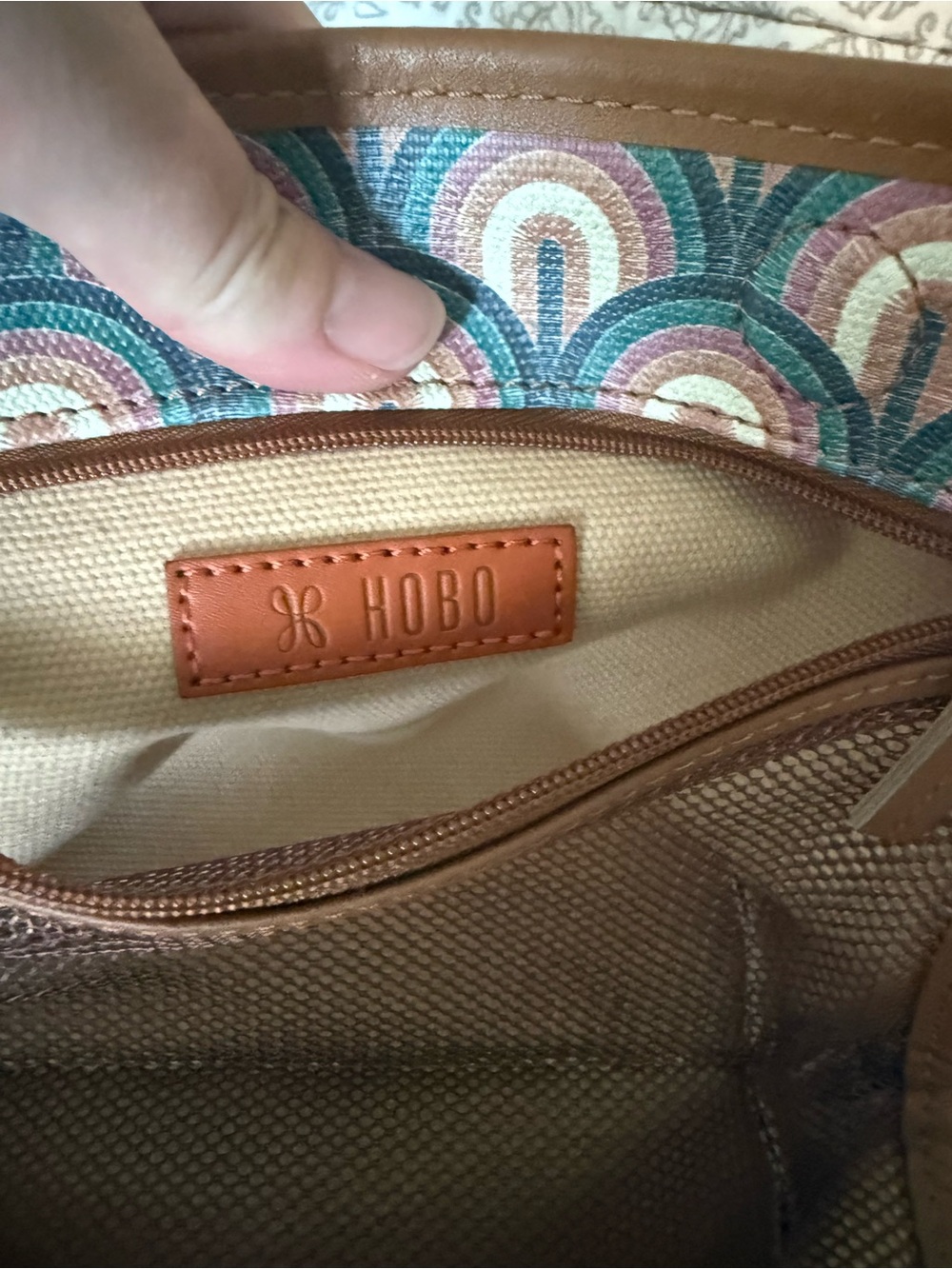 HOBO Teal, Pink & Tan Arched-Scale Cosmetic Pouch - Picture 2 of 3